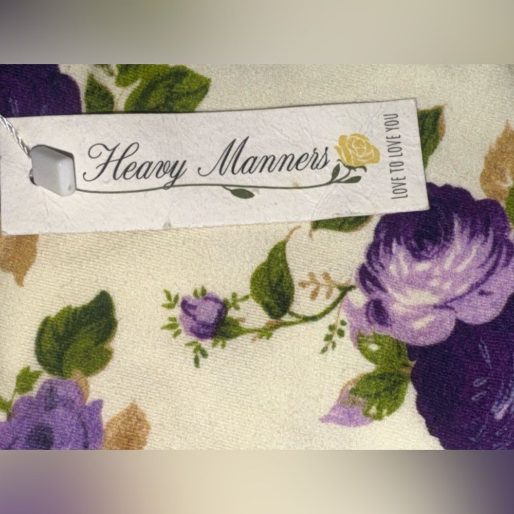 NWT women’s HEAVY MANNERS Purple & cream rose Tulip side slit maxi Skirt Xsmall - Picture 9 of 10